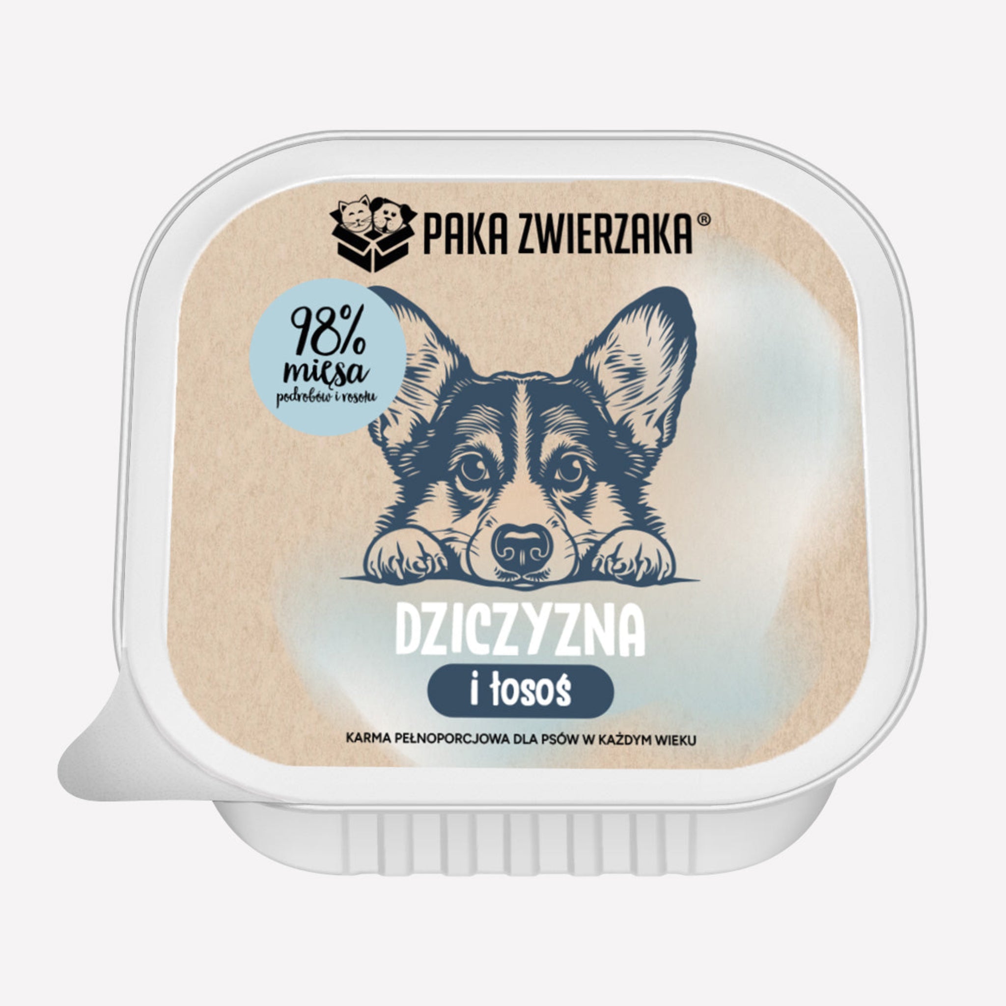 Karma mokra dla psa PAKA ZWIERZAKA Dziczyzna i łosoś 150g (tacka)