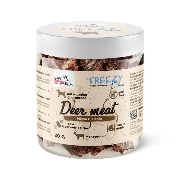 100% liofilizowane mięso z jelenia dla psa 80g FREEZY Pure Syta Micha