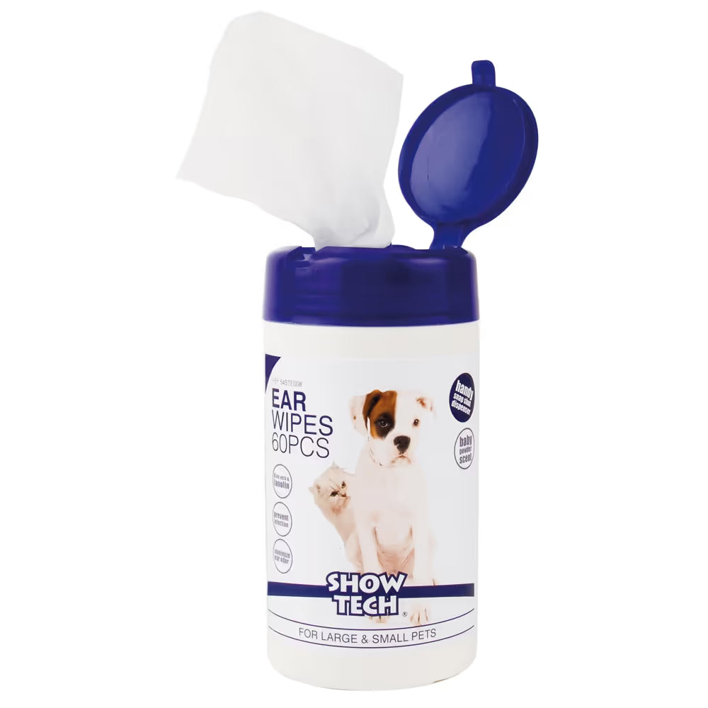 Show Tech Ear Wipes 60szt. - chusteczki do higieny uszu psa i kota, z gliceryną i oczarem wirginijskim Show Tech