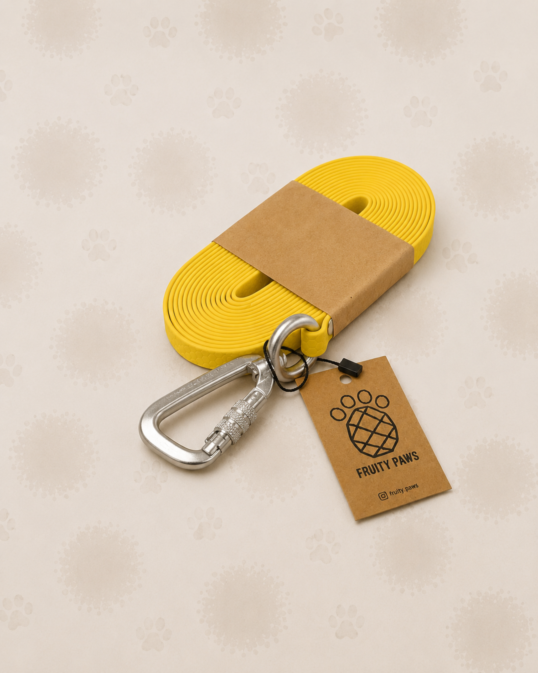 Linka treningowa dla psa 5m / 13mm BANANA HEXA/ KARABIŃCZYK ALUMINIOWY Z BLOKADĄ (srebrny)