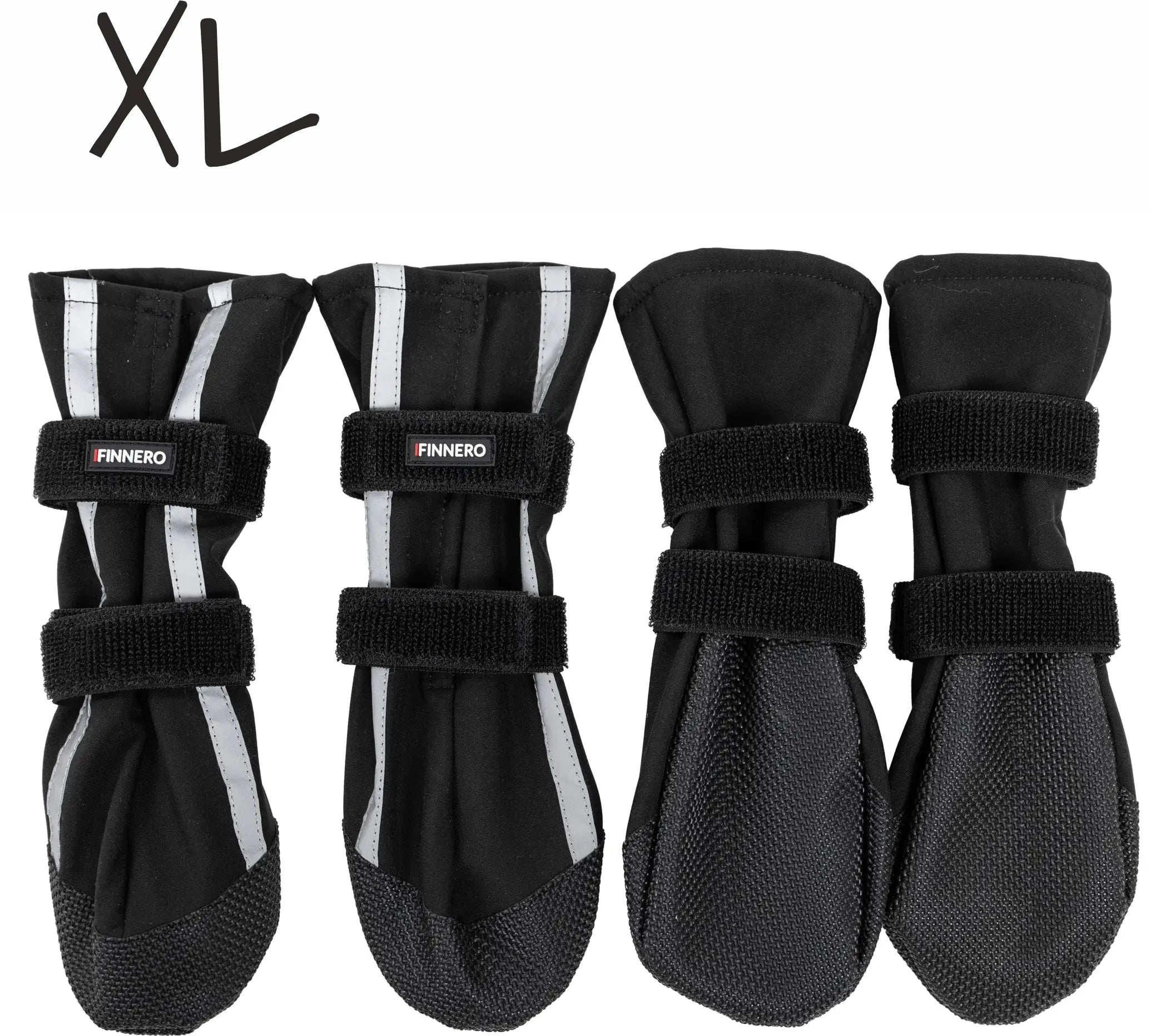 New: FINNERO Halla Softshell Dog Booties, 4 Pcs/Pack Black, XL