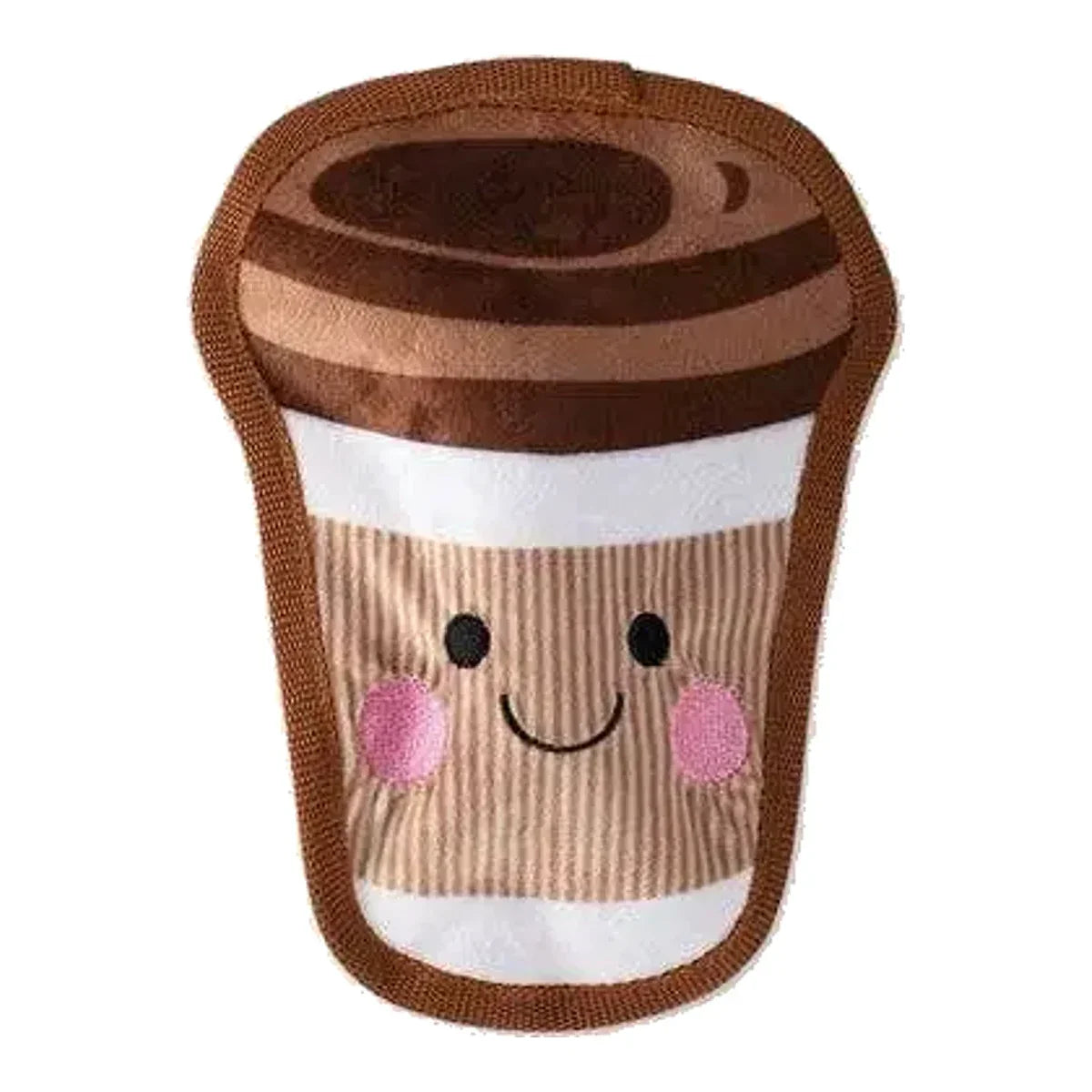 PetShop by Fringe Studio Happy Coffee Wytrzymała pluszowa zabawka dla psa, średnia – packshot produktu na białym tle