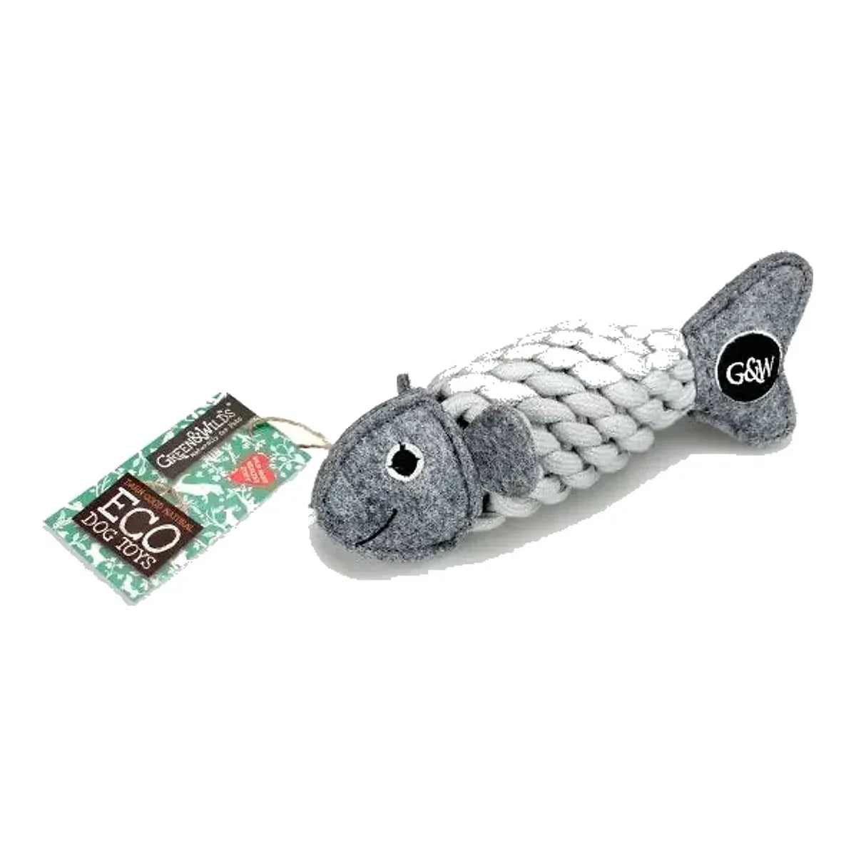 GREEN & WILD'S Roger the Ropefish (Ryba) zabawka ekologiczna dla psa – packshot produktu na białym tle