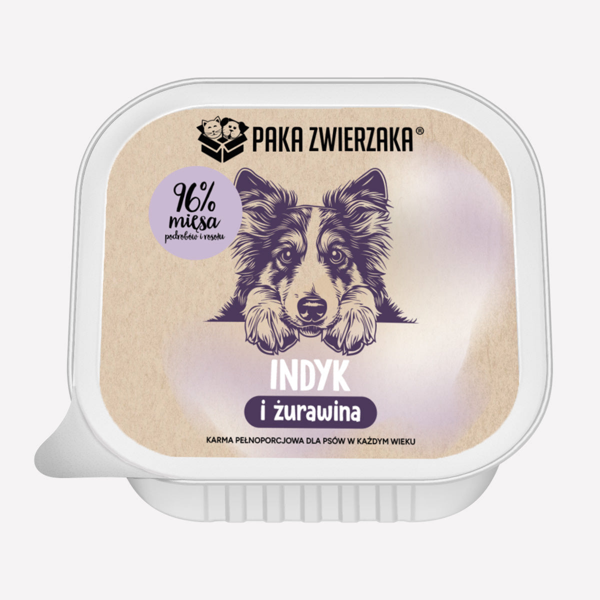 Karma mokra dla psa PAKA ZWIERZAKA Indyk i żurawina 150g (tacka)
