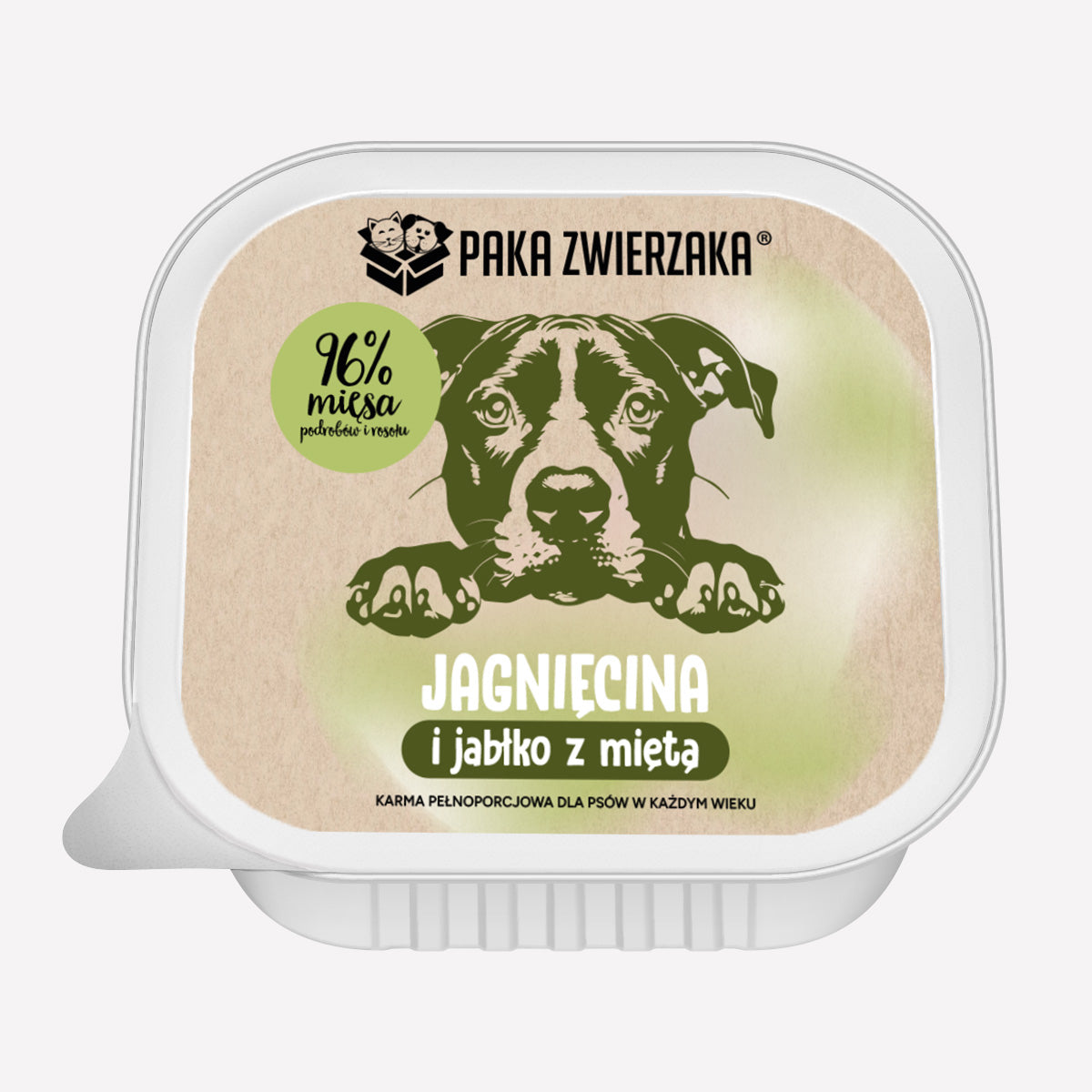 Karma mokra dla psa PAKA ZWIERZAKA Jagnięcina i jabłko z miętą 150g (tacka)