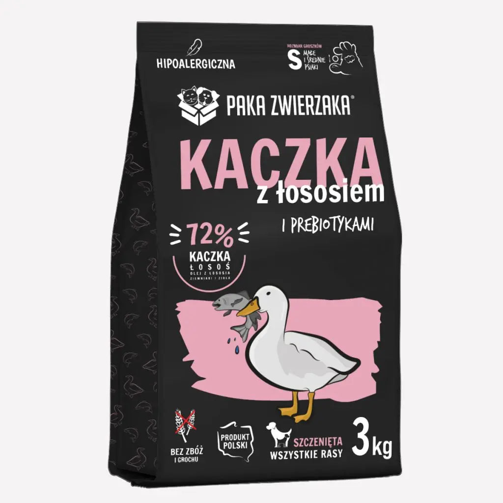 Karma sucha dla psa PAKA ZWIERZAKA kaczka z łososiem PUPPY S 3 kg Paka Zwierzaka