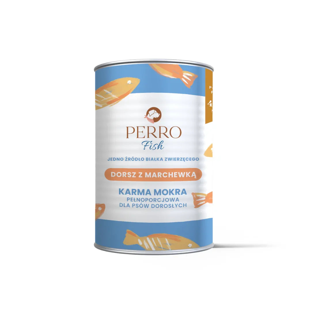 Karma mokra Dorsz z marchewką – monobiałkowa formuła dla psów dorosłych 400g Perro