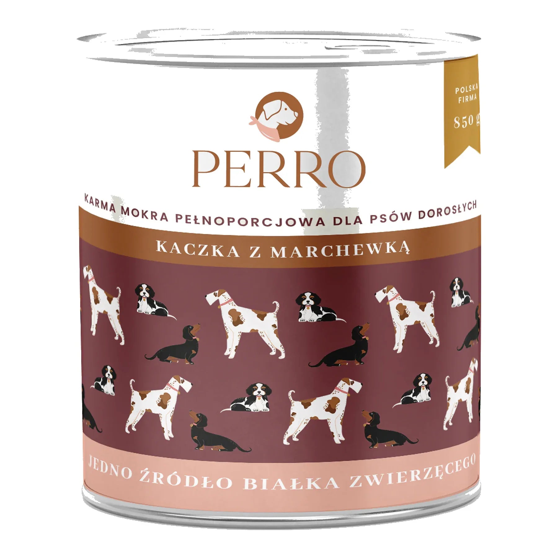 Karma mokra Kaczka z marchewką – monobiałkowa formuła dla psów dorosłych 400g – packshot produktu na białym tle