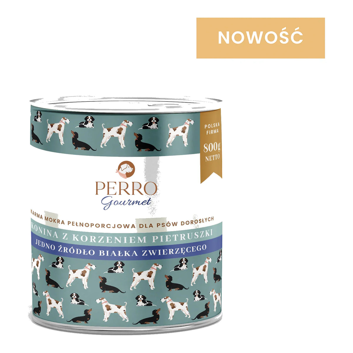 Karma mokra Konina z korzeniem pietruszki – monobiałkowa formuła dla psów dorosłych 400g – packshot produktu na białym tle