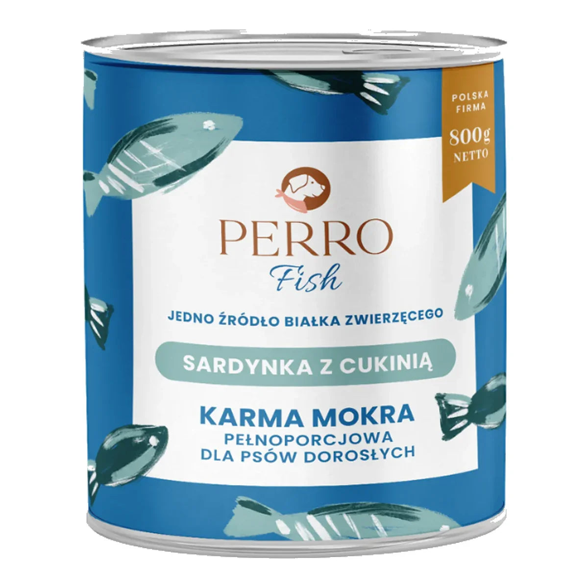 Karma mokra Sardynka z cukinią – monobiałkowa formuła dla psów dorosłych 800g – packshot produktu na białym tle