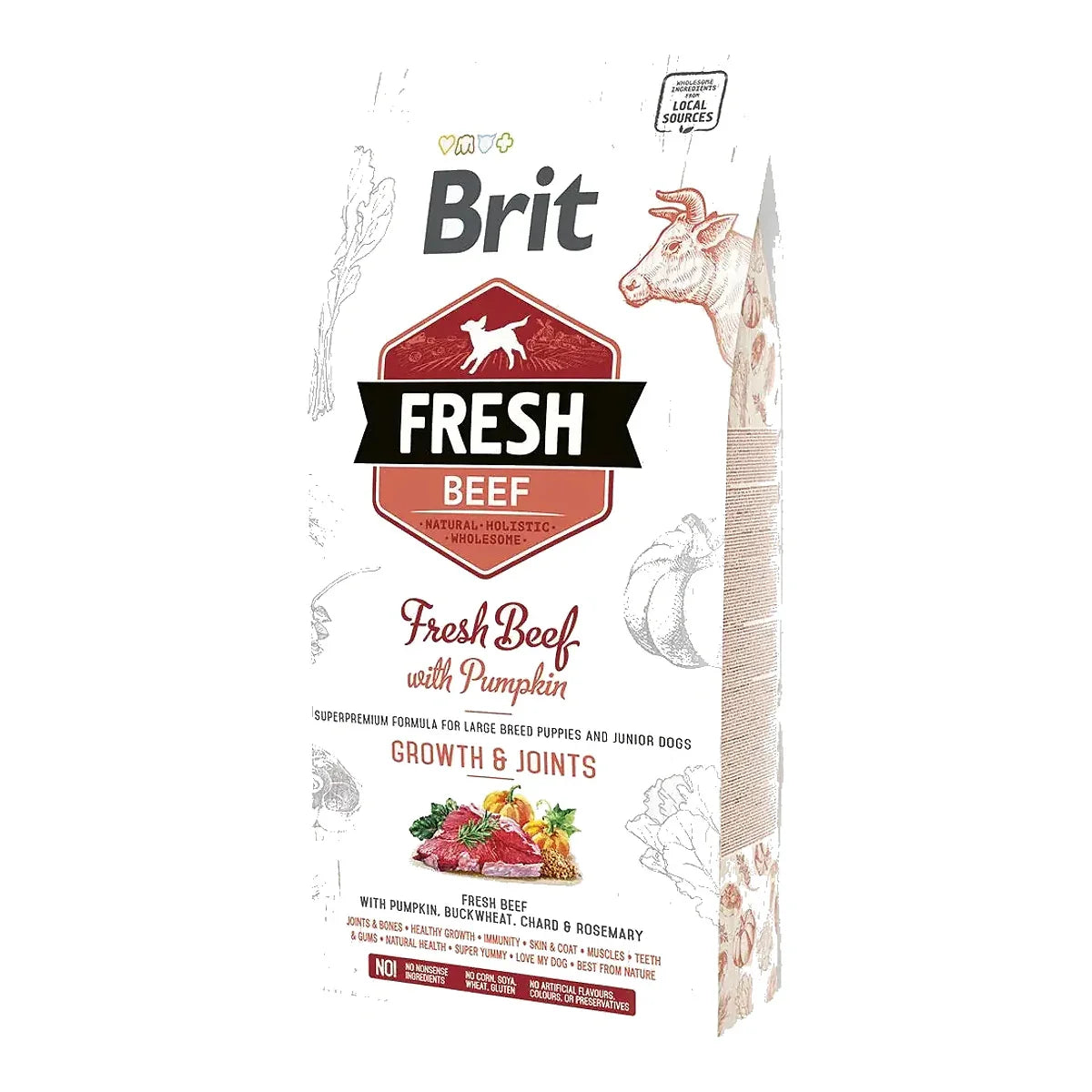 BRIT FRESH PUPPY LARGE BEEF&PUMPKIN 2,5kg karma sucha – packshot produktu na białym tle