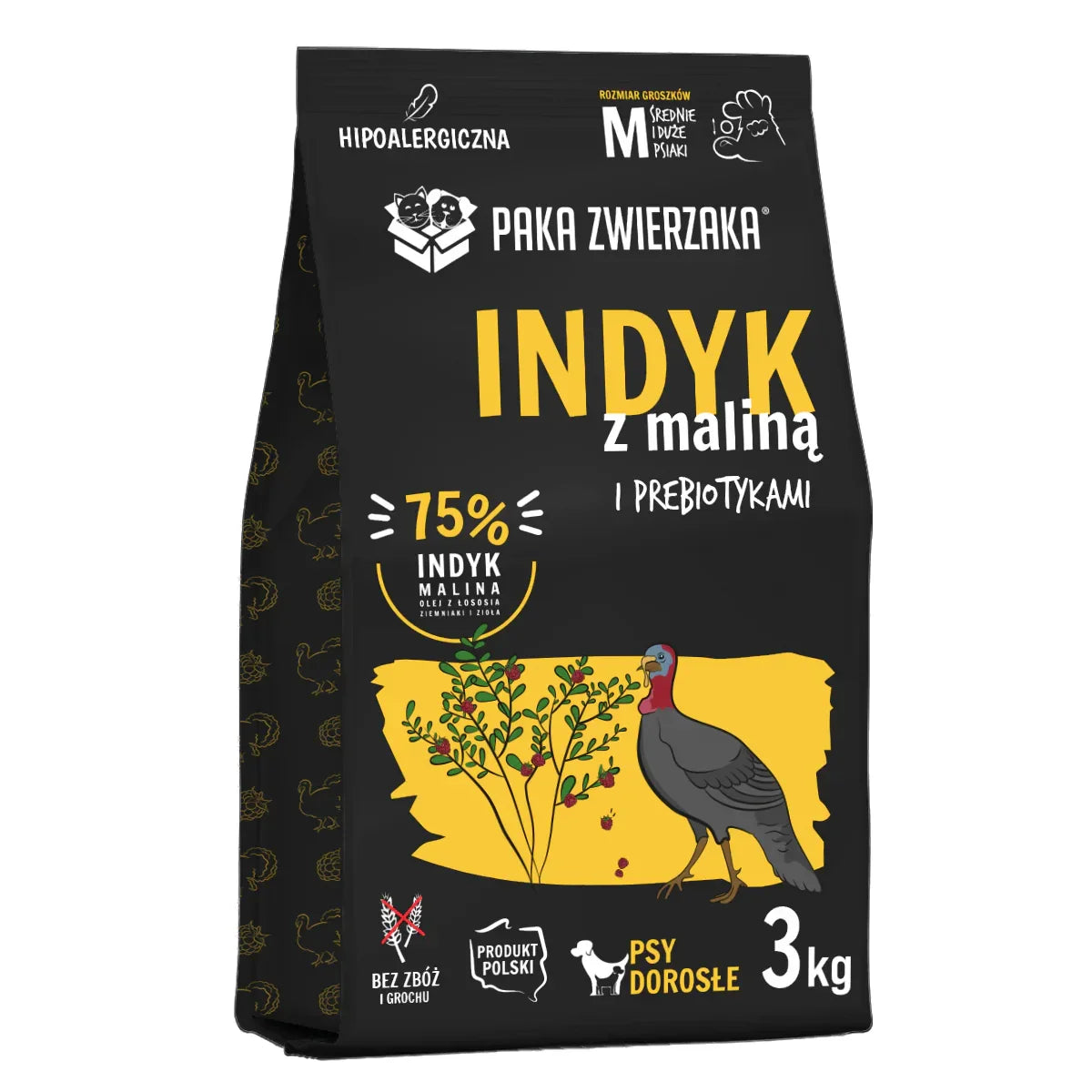 Karma sucha Indyk z maliną ''M'' - 3kg Paka Zwierzaka