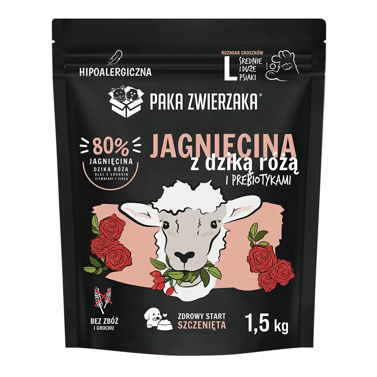 Jagnięcina i dzika róża PUPPY "L" - 1.5kg Paka Zwierzaka