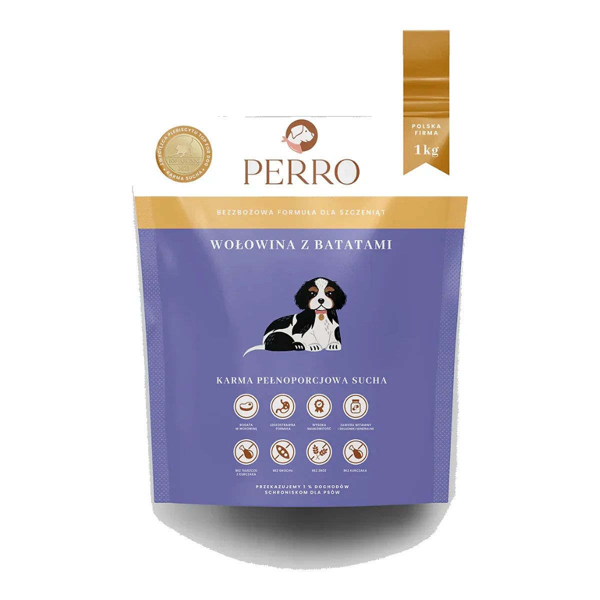 Karma sucha Junior Wołowina z batatami – bezzbożowa formuła dla szczeniąt wszystkich ras 1kg – packshot produktu na białym tle