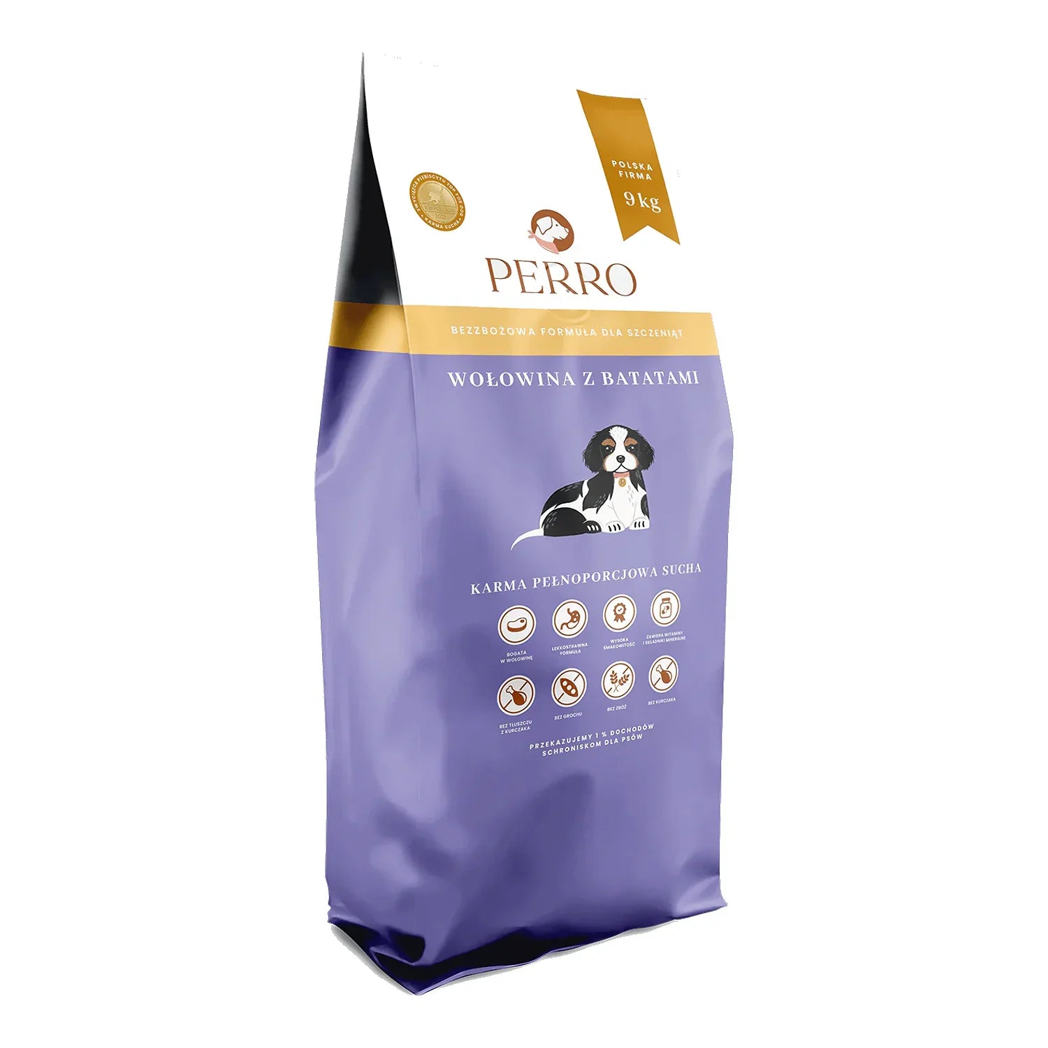 Karma sucha Junior Wołowina z batatami – bezzbożowa formuła dla szczeniąt wszystkich ras 9kg – packshot produktu na białym tle