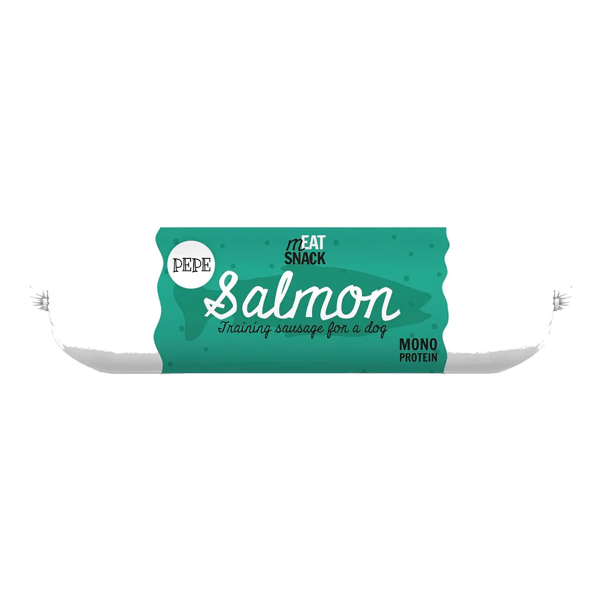 Kiełbaska PEPE Salmon (łosoś) 200g – packshot produktu na białym tle