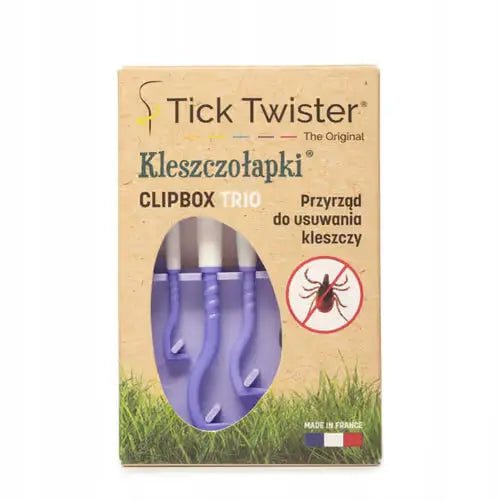 Tick Twister Clip Box - kleszczołapki, zestaw 3szt. w różnych rozmiarach - Fioletowy