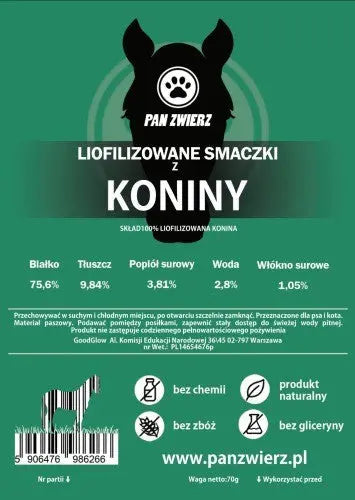 Liofilizowane smaczki z Koniny 70g Pan Zwierz