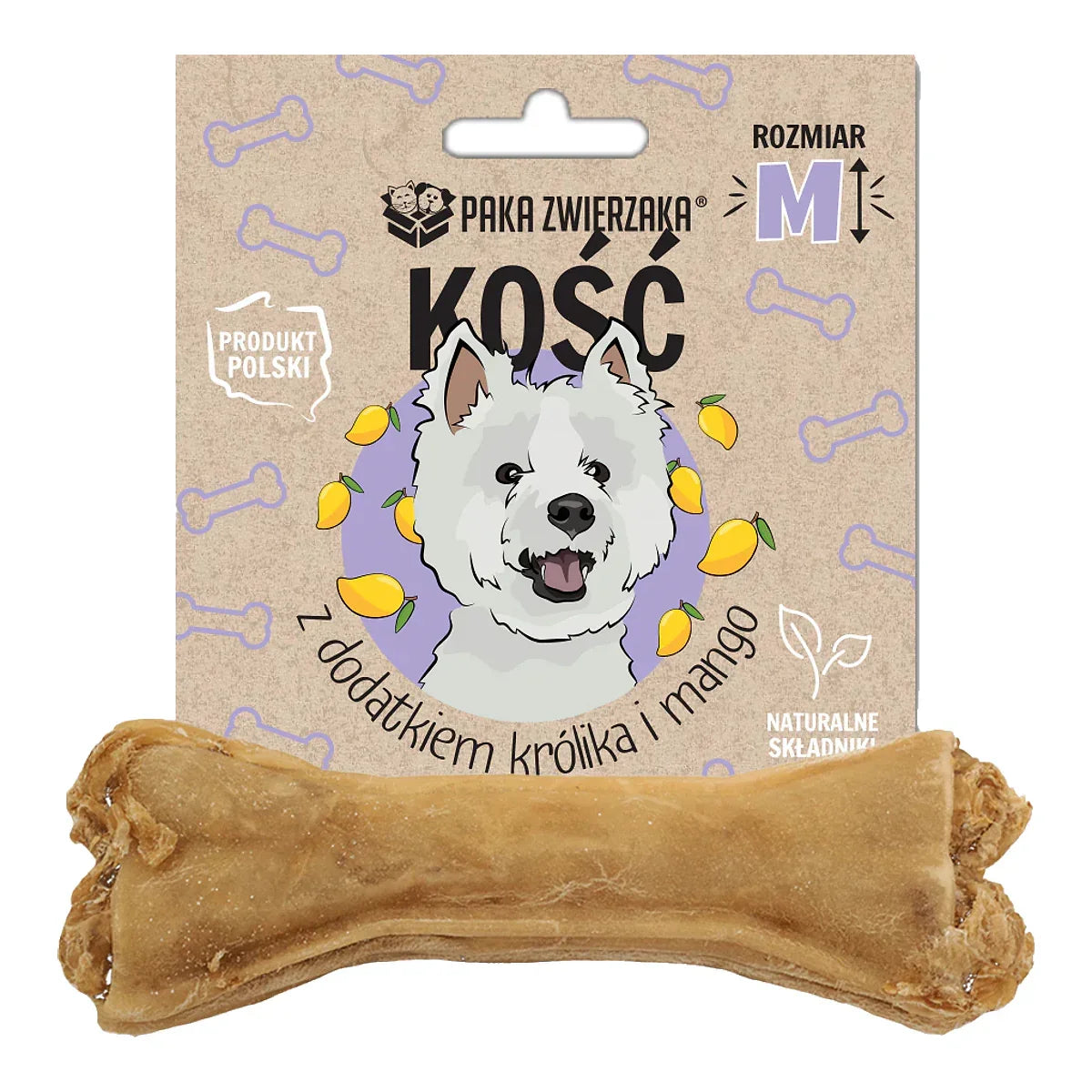 Kość z dodatkiem królika i mango M  (12 cm) – packshot produktu na białym tle