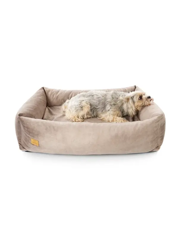 Legowisko ortopedyczne dla psa SONO Welur Recykling CIEMNY BEŻ M BeBobi