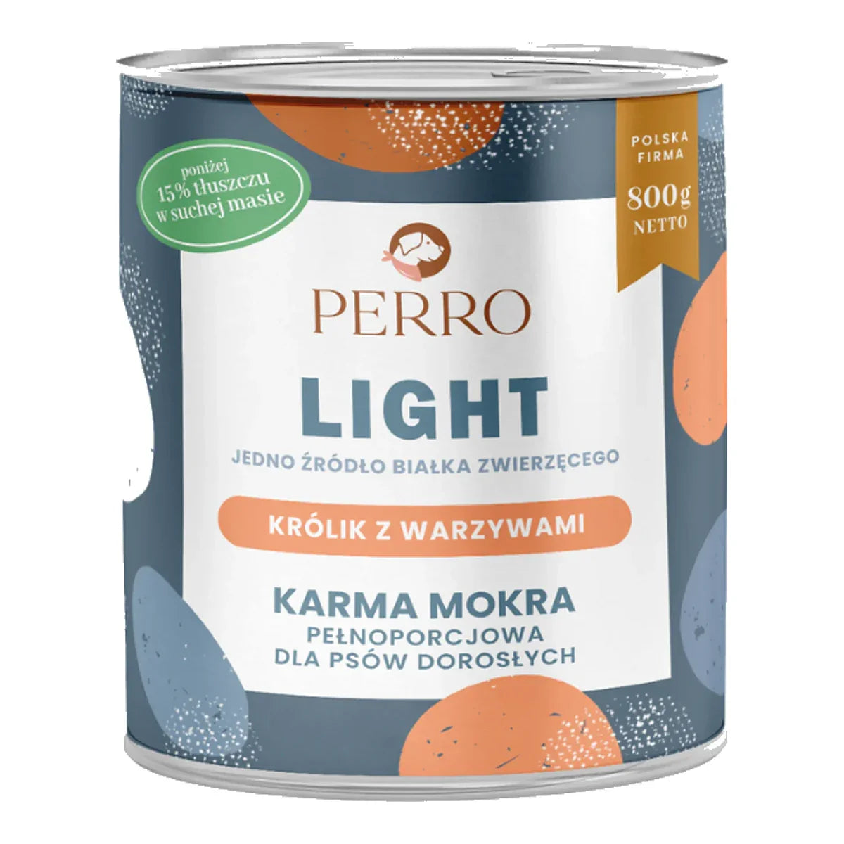 LIGHT Karma mokra Królik z warzywami – monobiałkowa formuła dla psów dorosłych 800g – packshot produktu na białym tle
