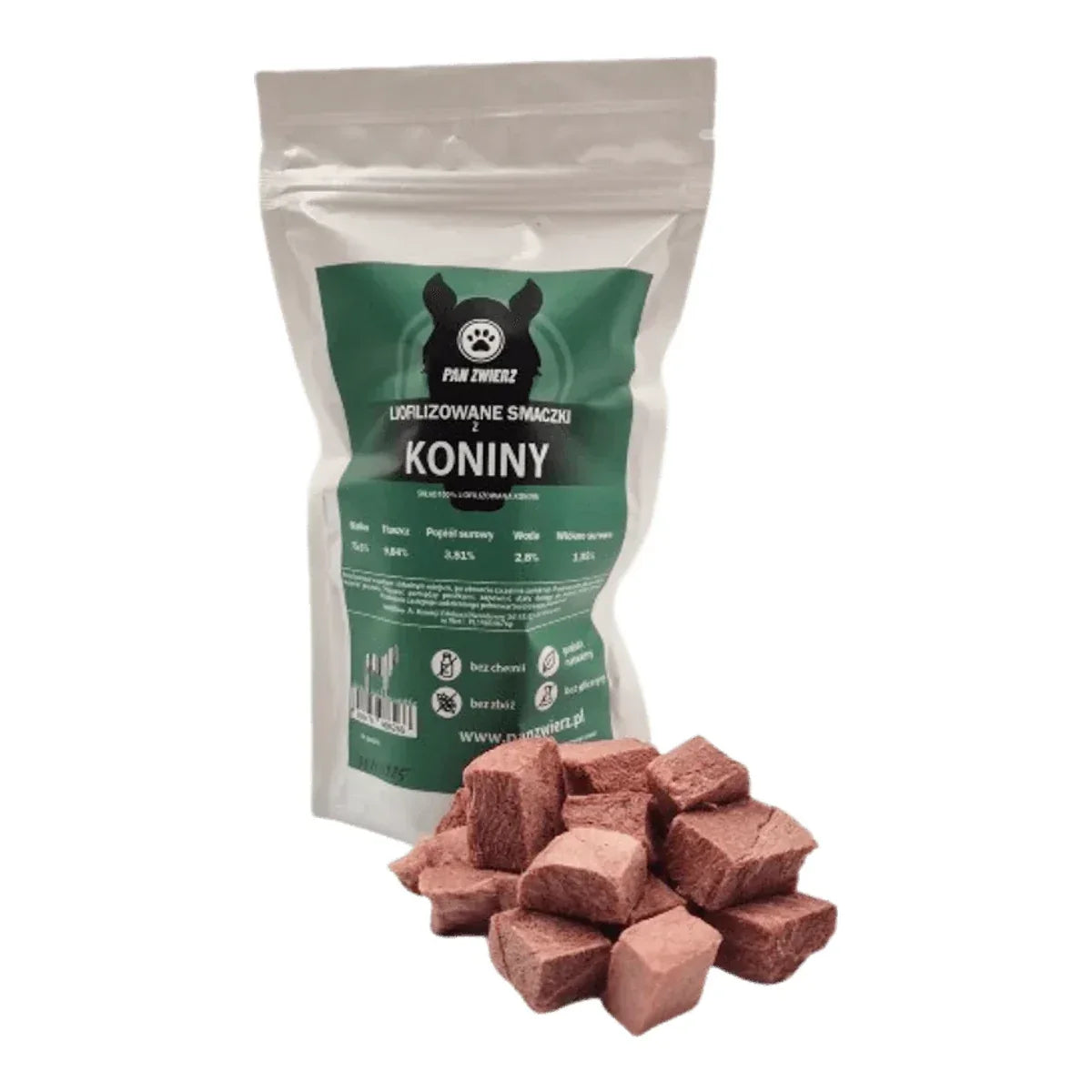Liofilizowane smaczki z Koniny 70g – packshot produktu na białym tle