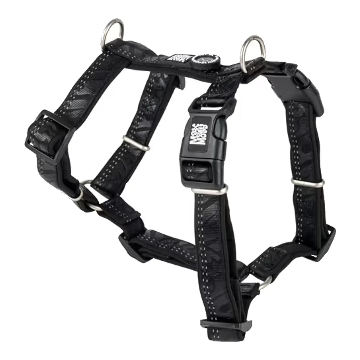 Max&Molly Comfort Harness Matrix 2.0 Black - miękkie szelki dla psa, z identyfikatorem QR i regulacją – packshot produktu na białym tle