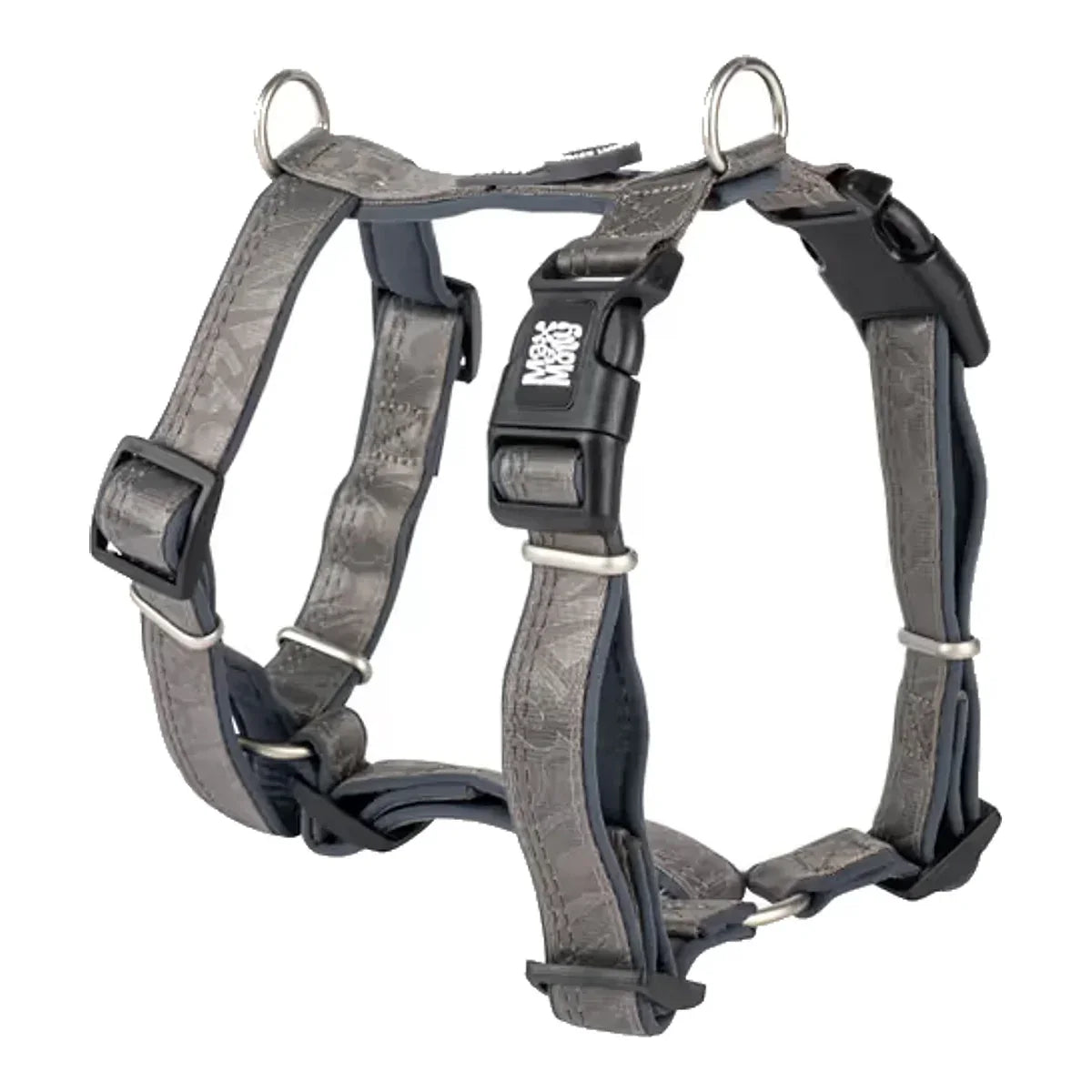 Max&Molly Comfort Harness Matrix 2.0 Stone - miękkie szelki dla psa, z identyfikatorem QR i regulacją, szare – packshot produktu na białym tle