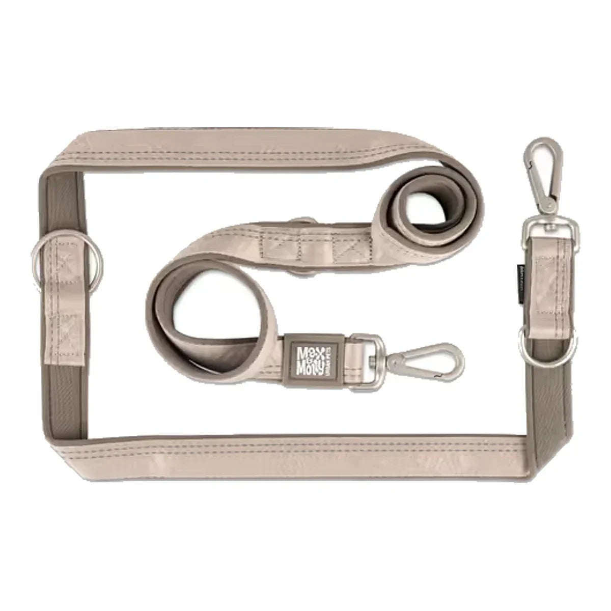 Max&Molly Multi Function Leash Matrix 2.0 Sand - przepinana smycz dla psa, odblaskowa, piaskowy beż – packshot produktu na białym tle