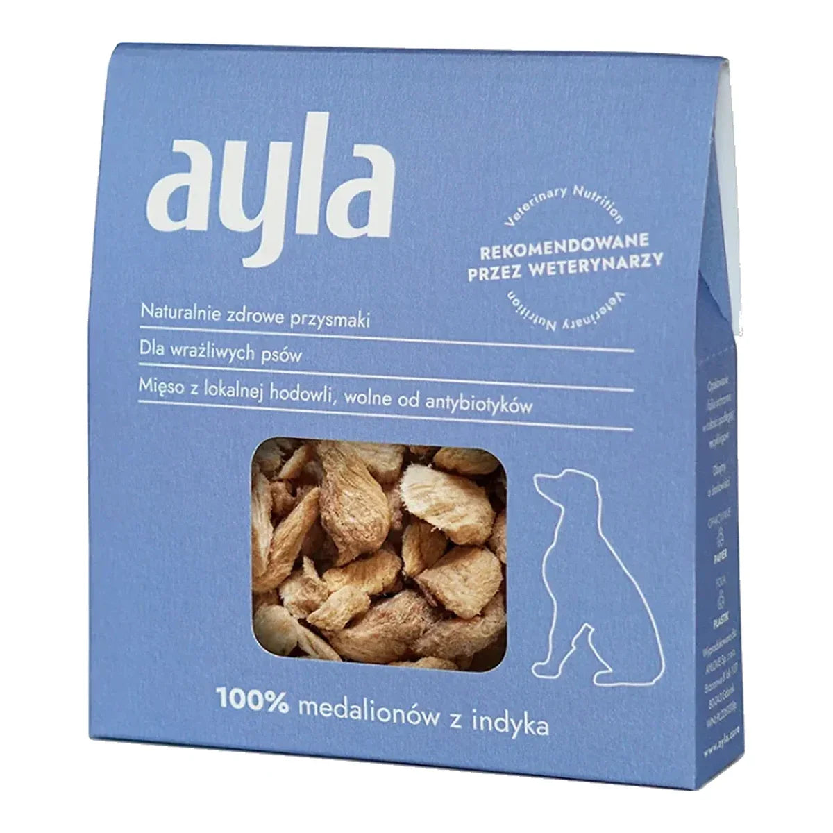 Medaliony z indyka – 100% mięso liofilizowane – Dla Psa | AYLA – packshot produktu na białym tle