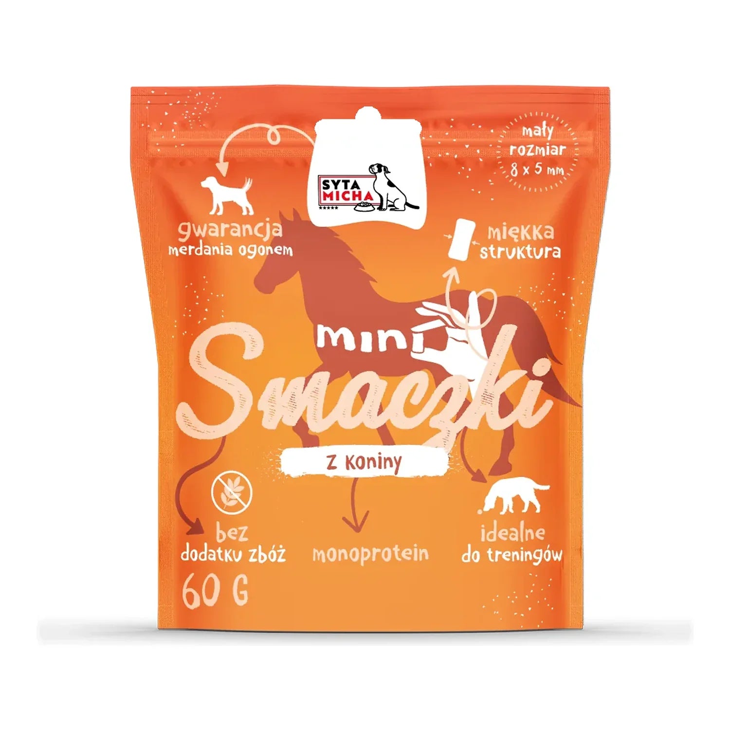 MINI Smaczki z koniny 60g – packshot produktu na białym tle