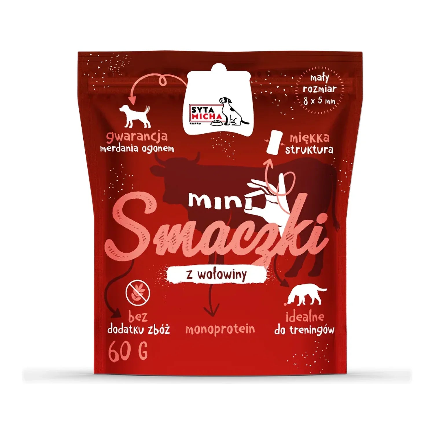 MINI Smaczki z wołowiny 60g – packshot produktu na białym tle