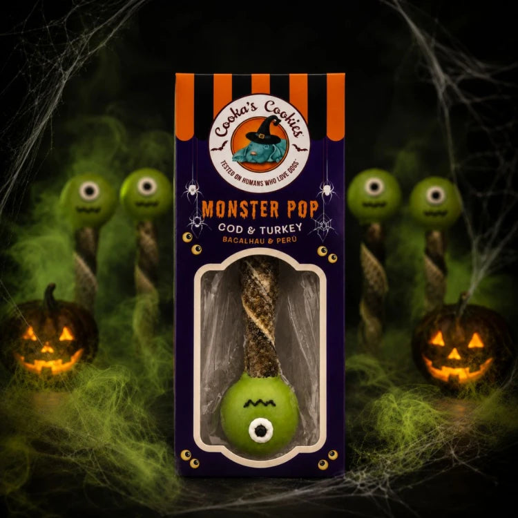 Cooka’s Cookies MONSTER POP halloweenowy lizak dla psa z dorszem i indykiem 35g