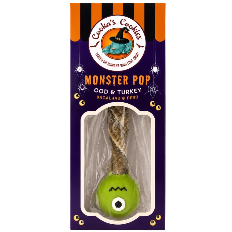 Cooka’s Cookies MONSTER POP halloweenowy lizak dla psa z dorszem i indykiem 35g