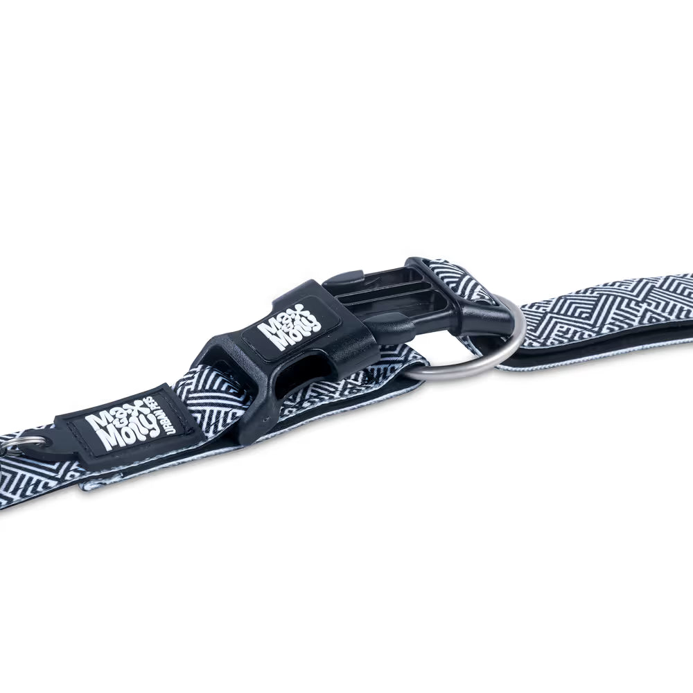 Max&Molly GOTCHA! Smart ID Collar Mykonos Black - obroża z zawieszką smart Tag dla psa, wzór grecki - S Max&Molly