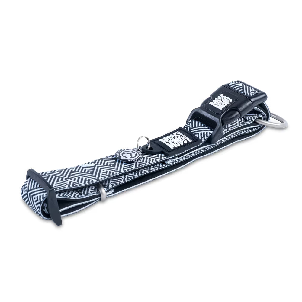 Max&Molly GOTCHA! Smart ID Collar Mykonos Black - obroża z zawieszką smart Tag dla psa, wzór grecki - S Max&Molly