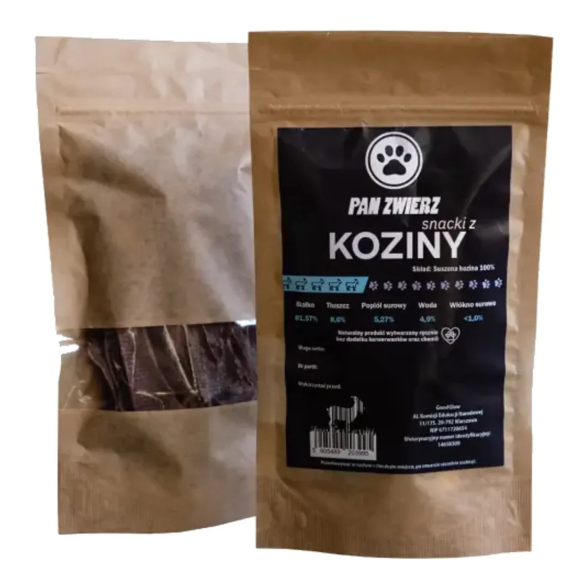Naturalne smaczki z koziny 25g – packshot produktu na białym tle
