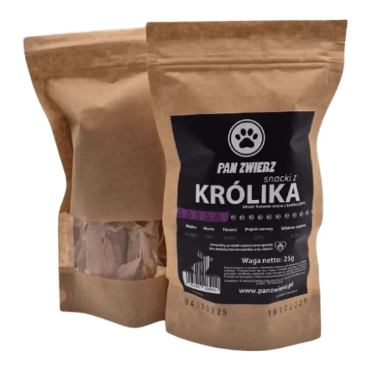 Naturalne smaczki z królika 25g – packshot produktu na białym tle