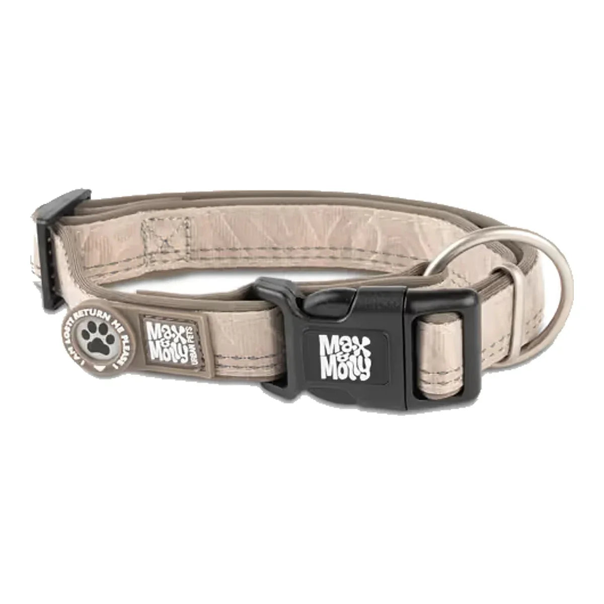 Max&Molly GOTCHA! Smart ID Matrix 2.0 Collar Sand - obroża dla psa z identyfikatorem QR, piaskowy beż – packshot produktu na białym tle