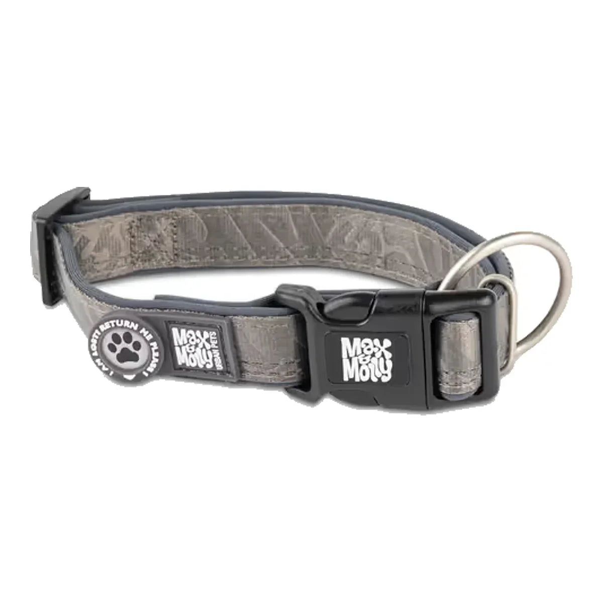 Max&Molly GOTCHA! Smart ID Matrix 2.0 Collar Stone - obroża dla psa z identyfikatorem QR, szara – packshot produktu na białym tle