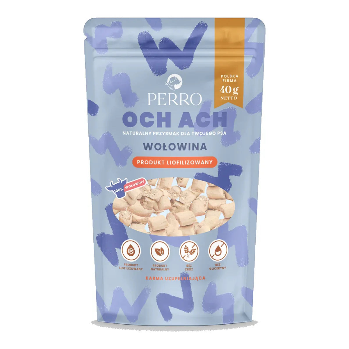 OCH ACH Wołowina Przysmaki liofilizowane 40g – packshot produktu na białym tle