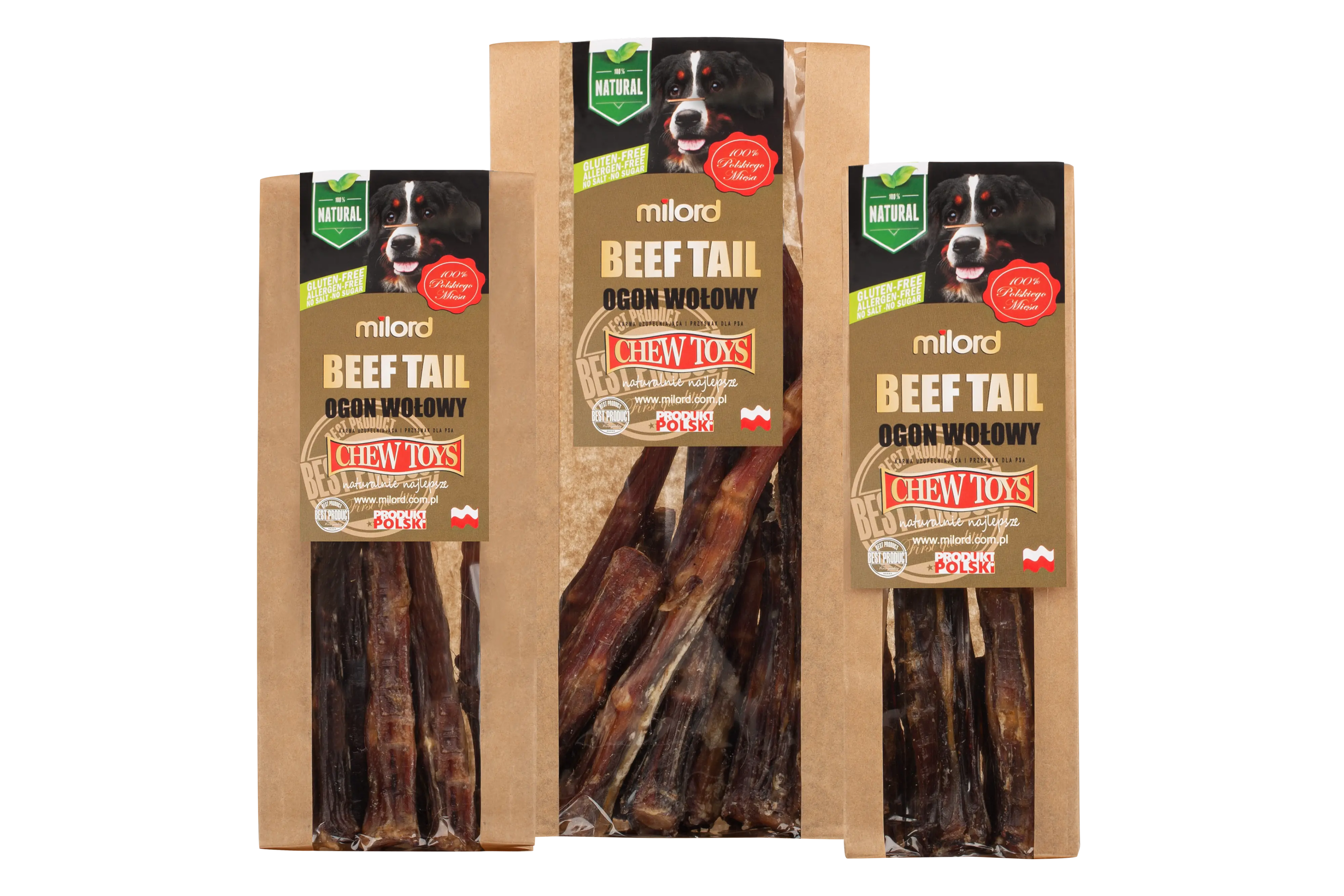 Ogony wołowe - suszone gryzaki dla psa - 80g Milord