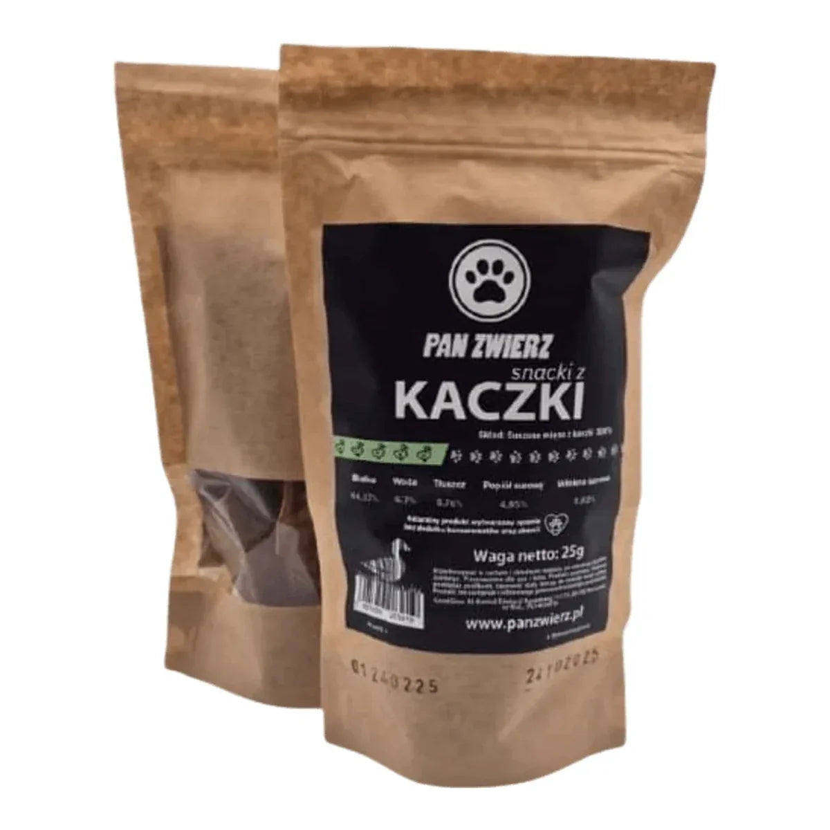 Pan Zwierz - Kaczka 25g - Naturalne, suszone smaczki – packshot produktu na białym tle