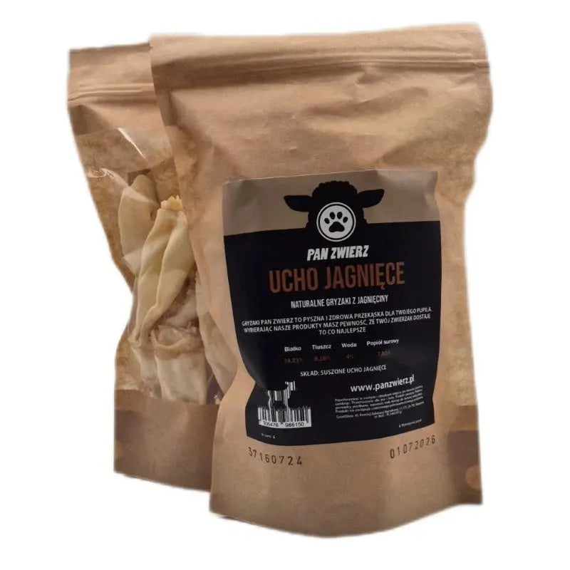 Pan Zwierz - Uszy jagnięce 150g - Naturalne, suszone smaczki Pan Zwierz