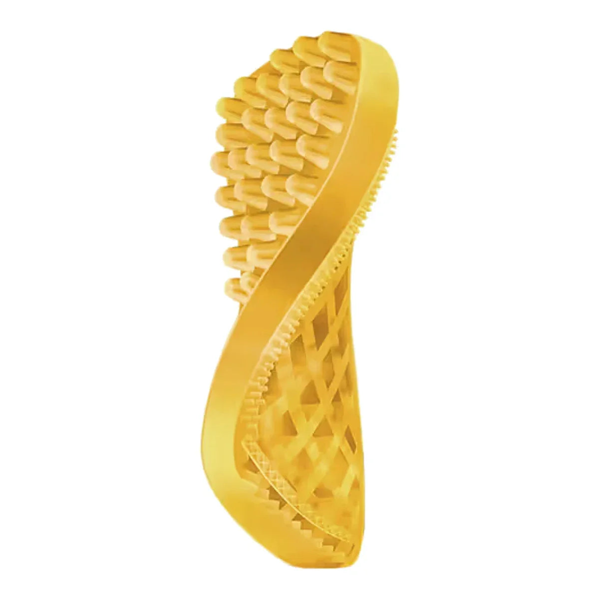 Pet+Me Medium Silicone Brush Yellow - szczotka silikonowa dla psa, o sierści krótkiej i gęstej, długiej i jedwabistej lub szorstkowłosego – packshot produktu na białym tle