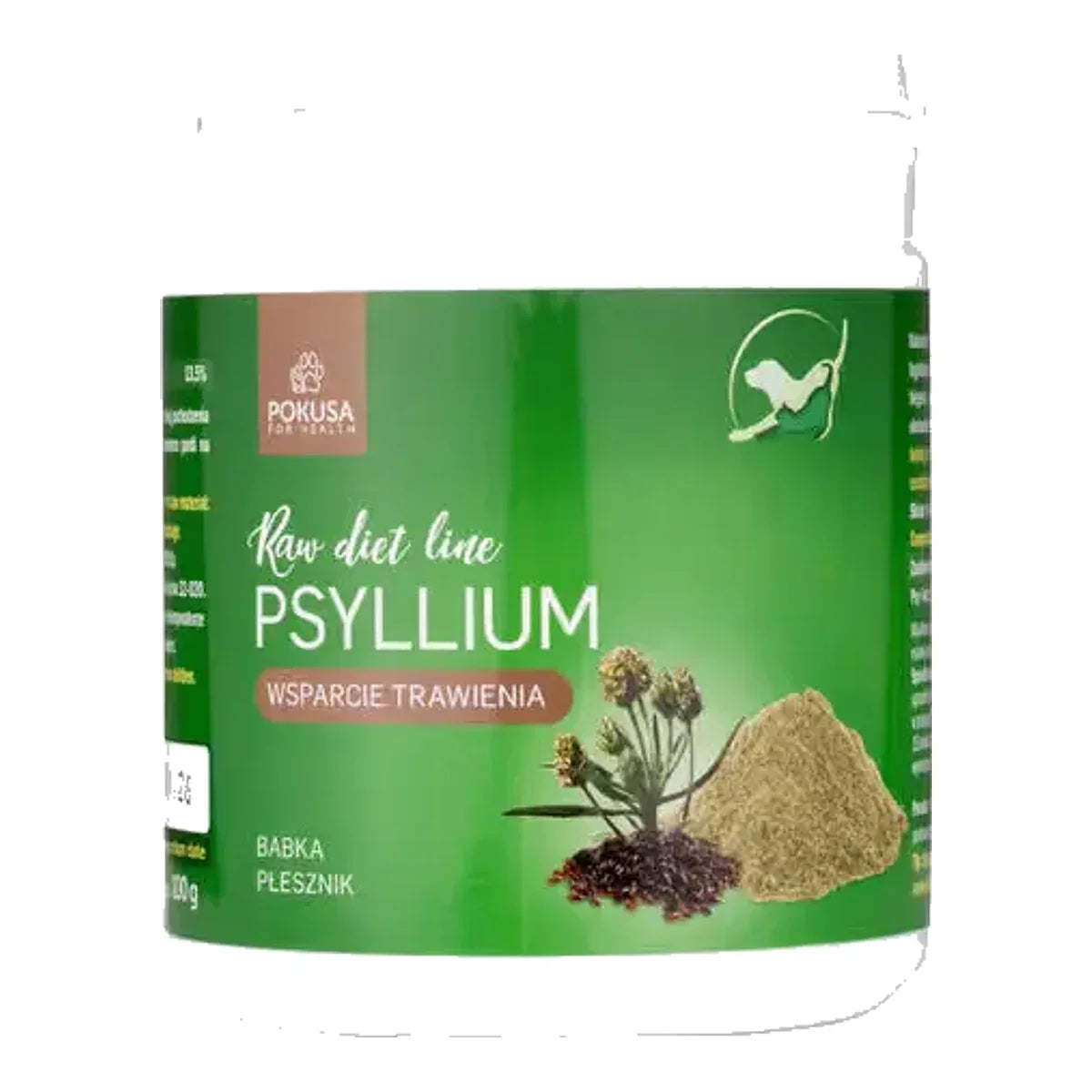 Pokusa Raw Diet Line Psyllium 100g - babka płesznik, na wsparcie układu trawiennego psów i kotów – packshot produktu na białym tle