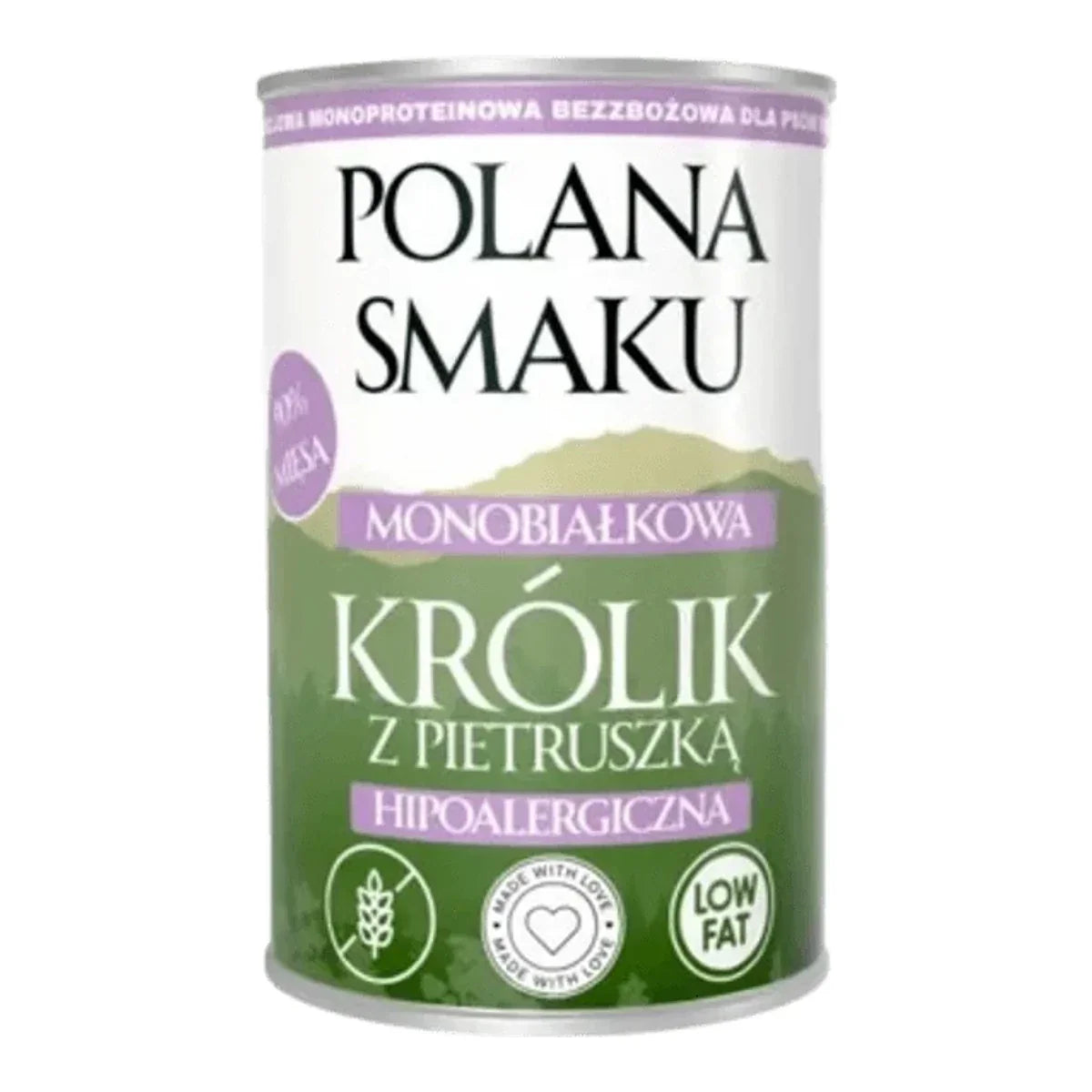 Polana Smaku – królik z pietruszką 400g karma mokra – packshot produktu na białym tle