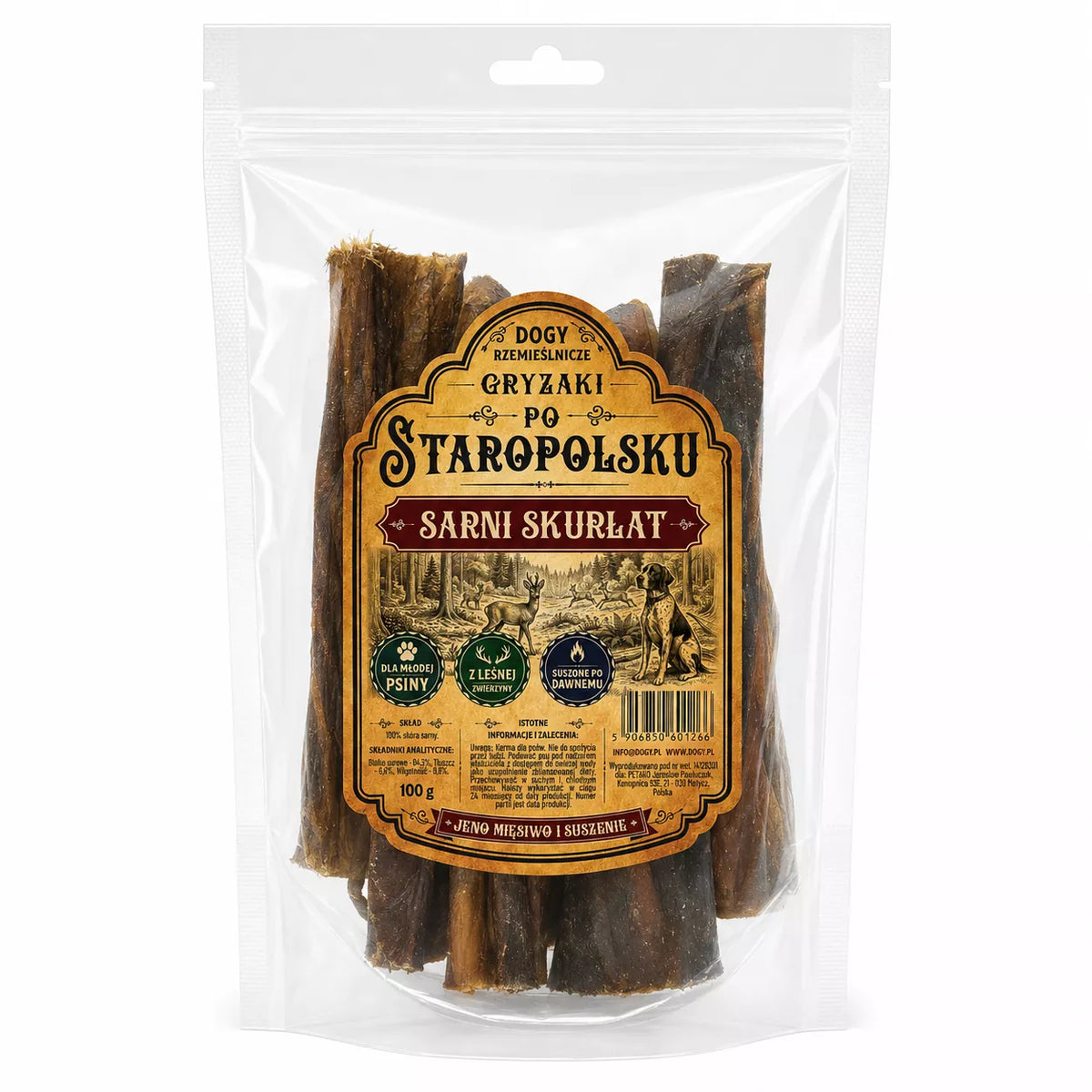 DOGY Rzemieślnicze - Gryzaki Po Staropolsku - SARNI SKURŁAT 100g