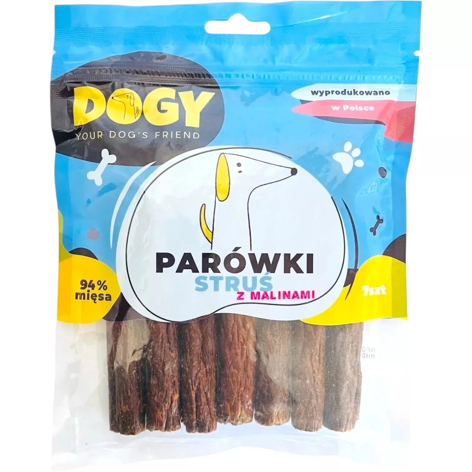 DOGY - Parówki Struś z Malinami 7szt DOGY