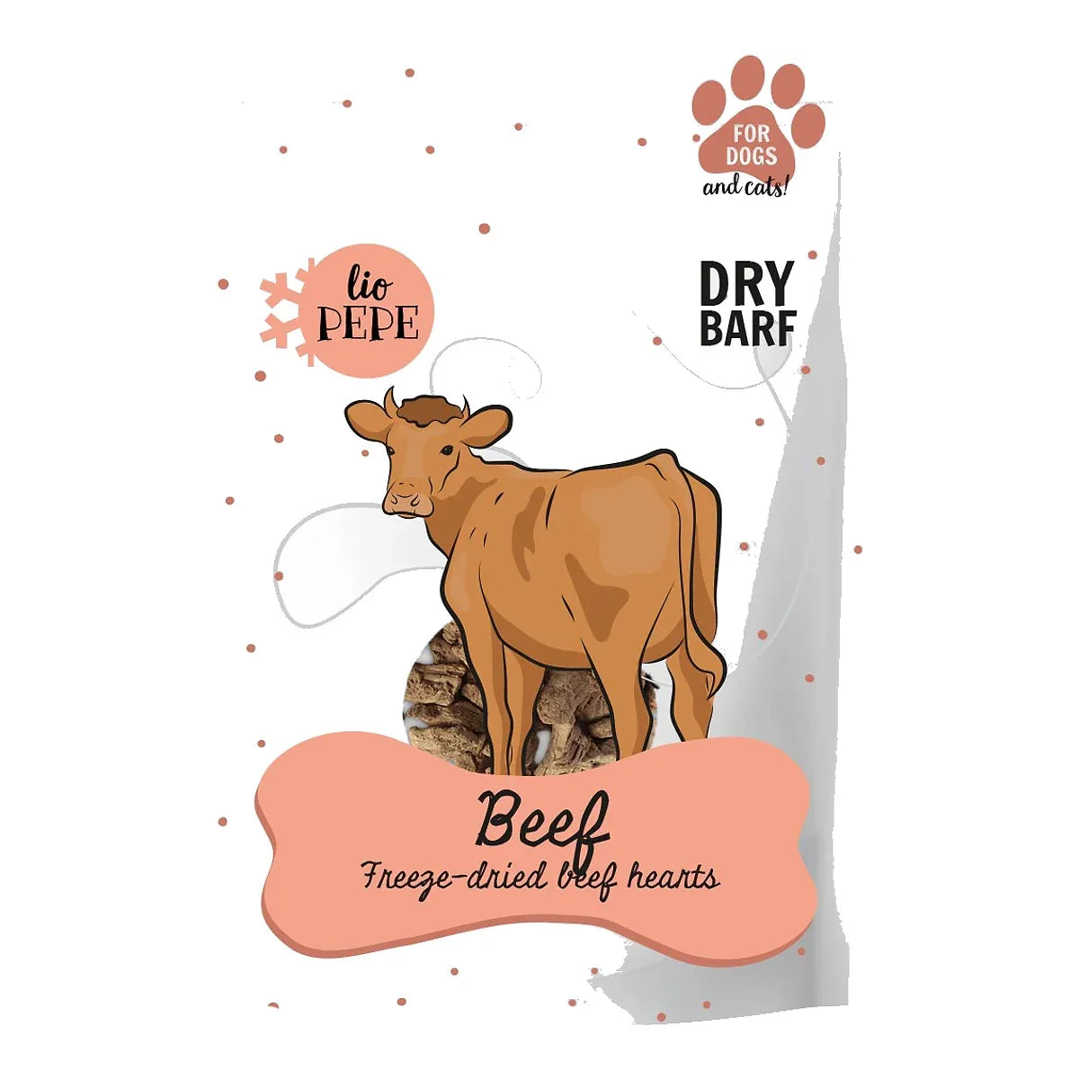 Przysmak dla psa i kota Lio PEPE Beef hearts serca wołowe 60g – packshot produktu na białym tle